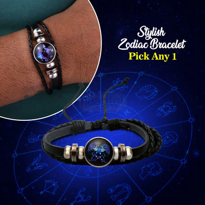 🔥Zodiac Constellation Black Leather Guardian Bracelet 🔥