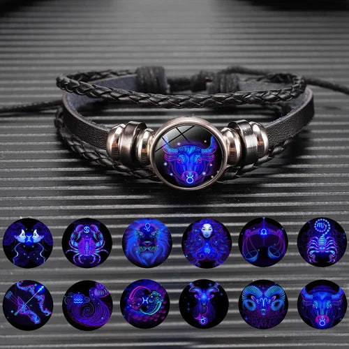 🔥Zodiac Constellation Black Leather Guardian Bracelet 🔥